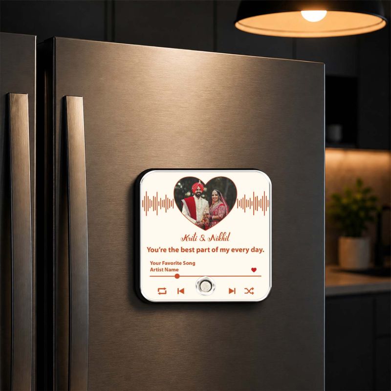 Wedding Gift for Couples Personalized Musical Fridge Magnet with Photo & Song Gift for Bride and Groom Memory Gift for Husband Wife